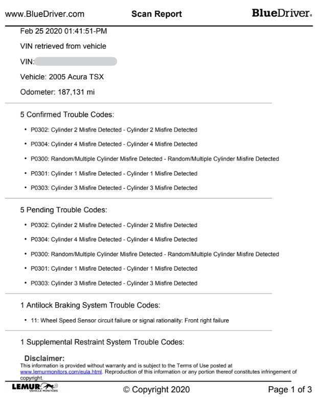 Mercedes OBD2 Scanner Diagnostic Report
