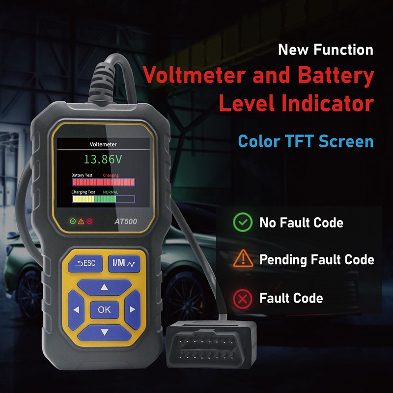 AT500 OBD2 Scanner Displaying Diagnostic Data