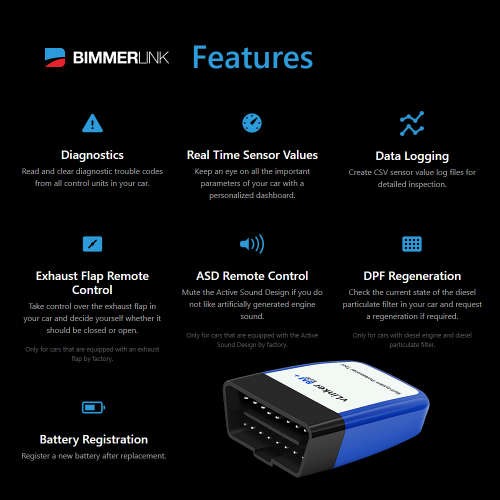 Vgate vLinker BM+ OBD2 Bluetooth iOS Android Windows Perfect fit for BimmerCode BimmerLink