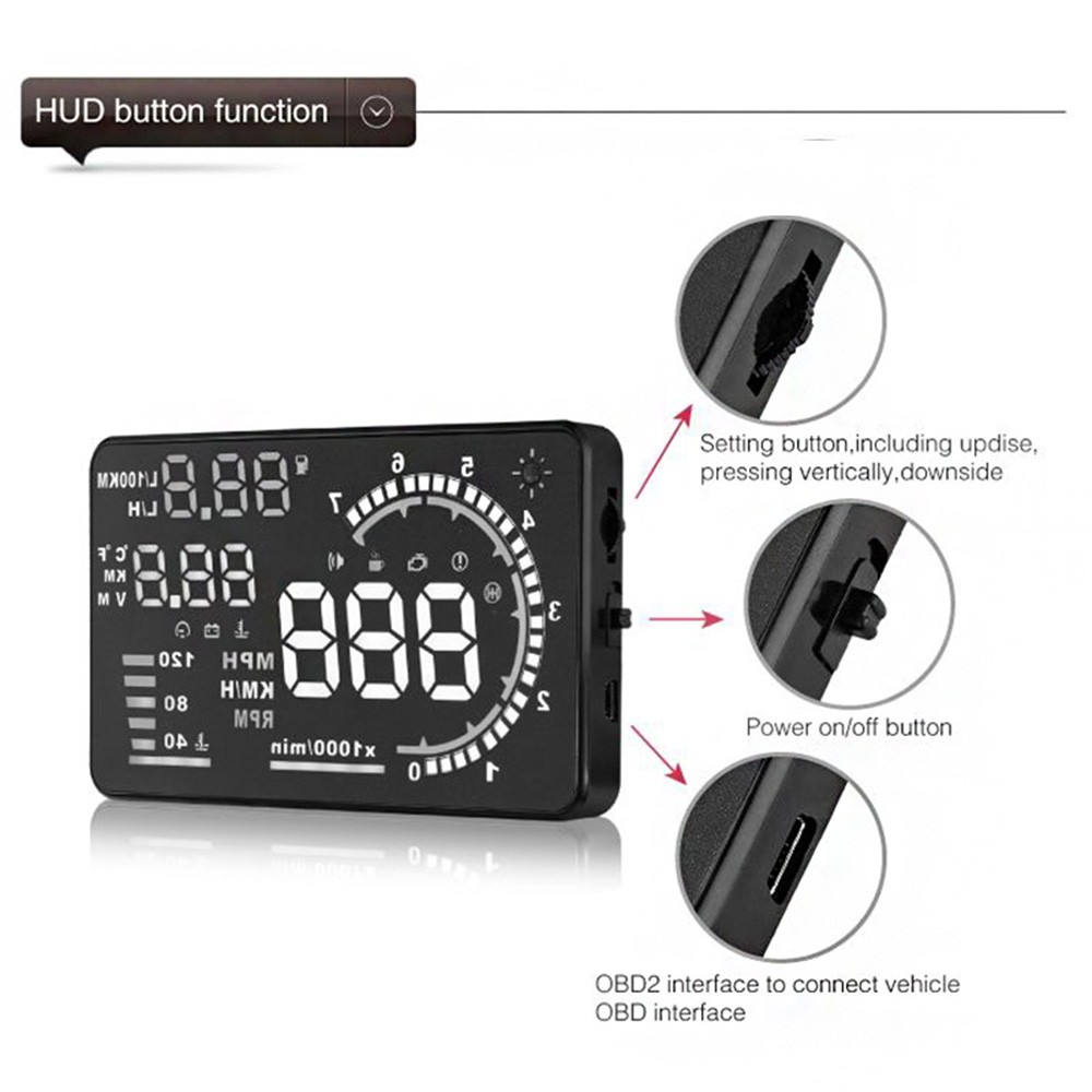 HUD OBD2 Displaying Speed and Engine RPM