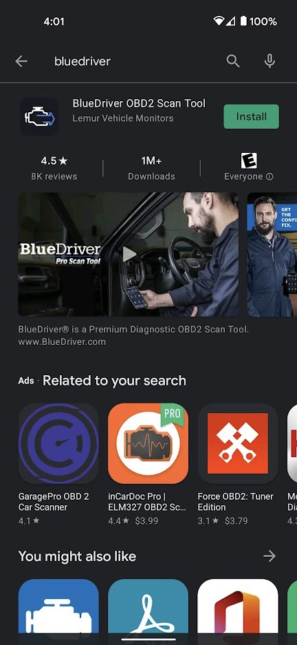 BlueDriver app install