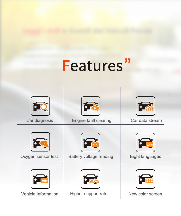 Display on the V317 OBD2 Scanner