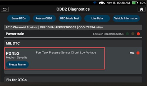 OBD II scanner connected to a car