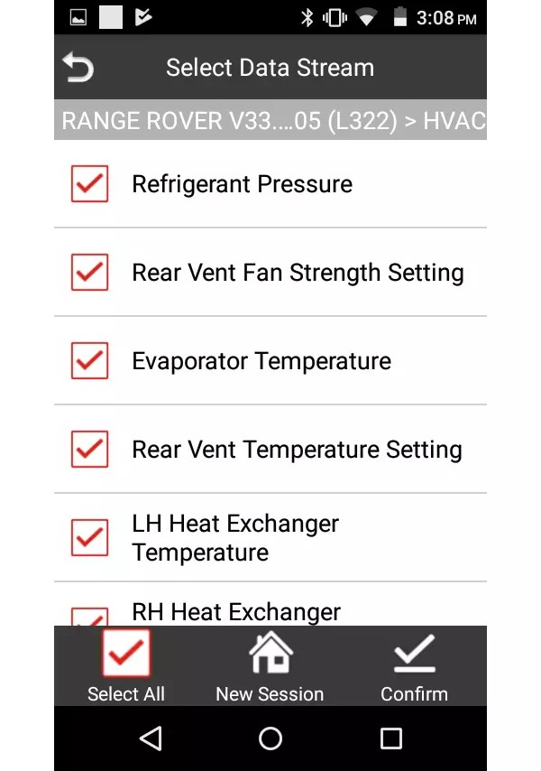 iLAND HVAC System Live Data Selection Example