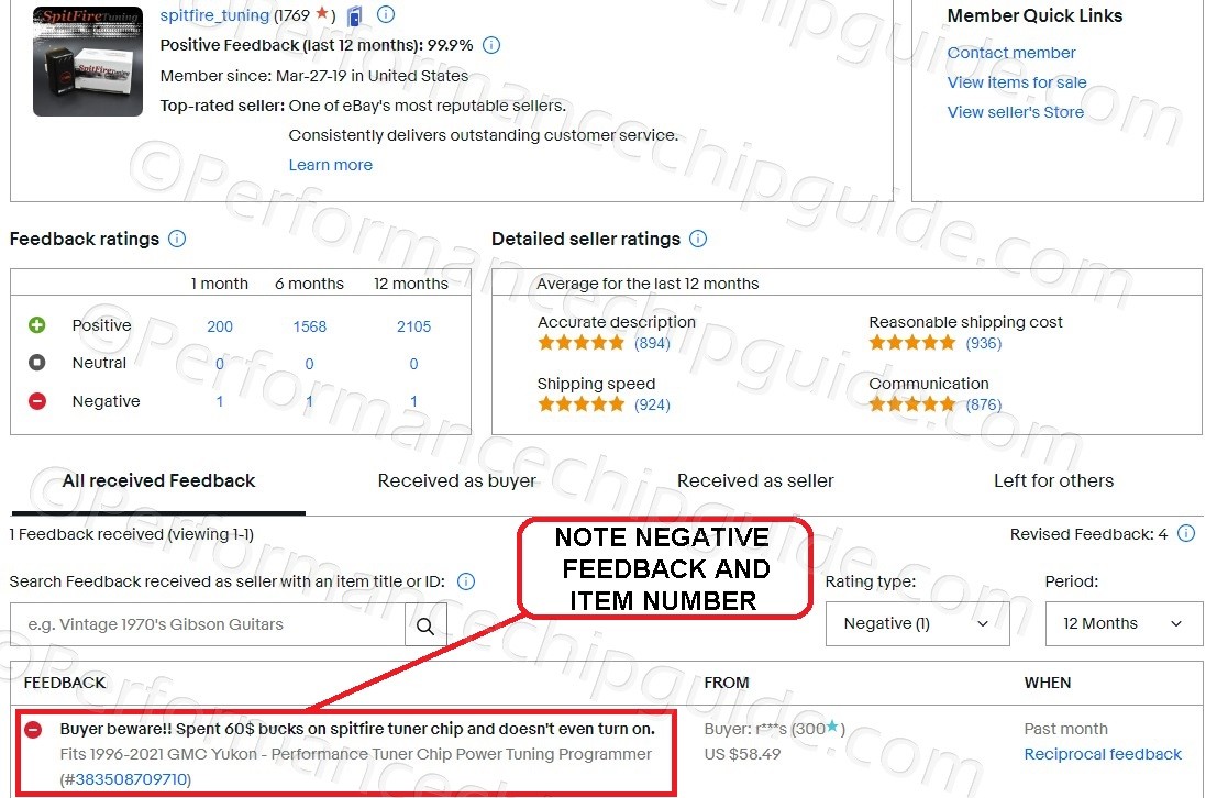 Spitfire Tuning Ebay Negative Feedback