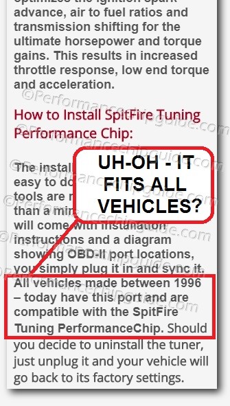 Spitfire Tuning Performance Chip Claims Universal Fit