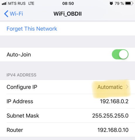 iPhone Wifi settings