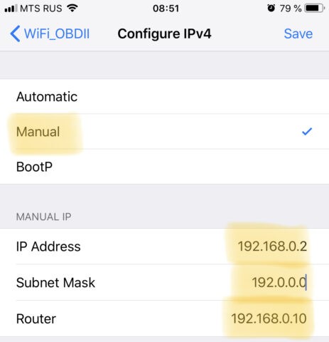 Manual IP settings on iPhone